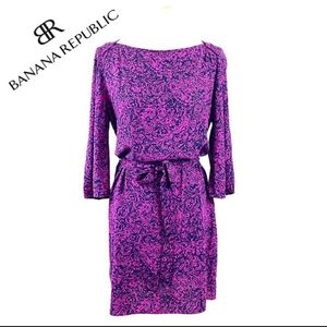 Banana Republic Purple Paisley Print Shift Dress